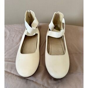 Kids HeHalnom Cream Ballet Flats Ankle Strap Zip Closure Shoes Size 2